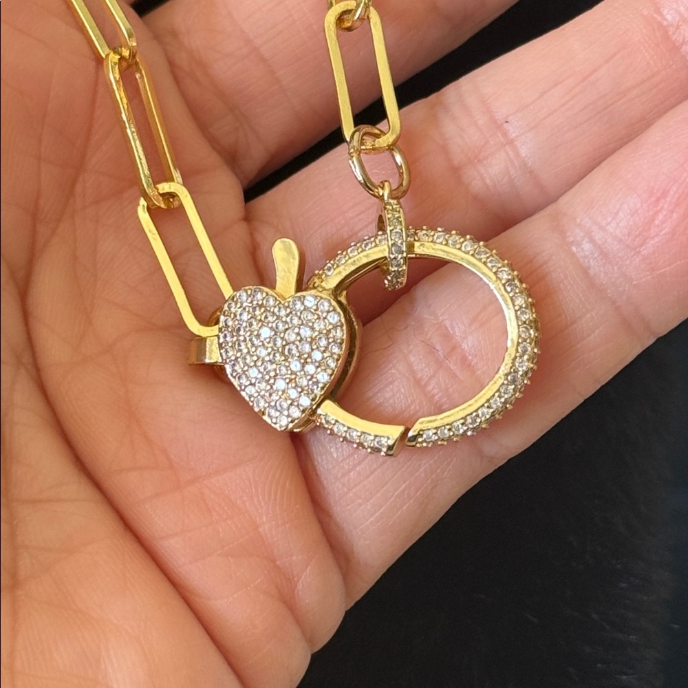 Gold Heart Padlock Pendant Necklace - Women Jewelry